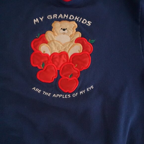 Vintage M&C Sportswear Navy Red Embroidered Grandma Teddy Bear Crew  Sweater M - Picture 9 of 11